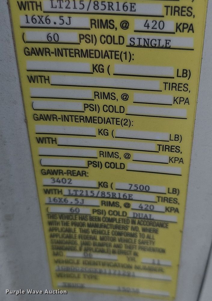 image for item EK5625 2011 Chevrolet Express G3500 box truck