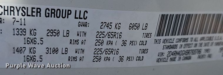 image for item EK5626 2011 Dodge Grand Caravan van