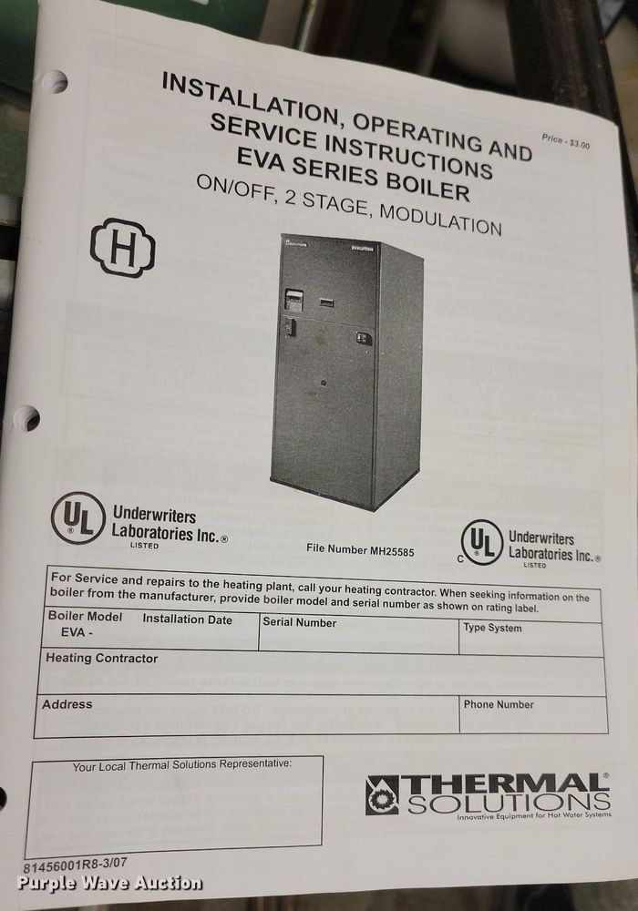 image for item IQ9909 2007 Thermal Solutions Evolution boiler