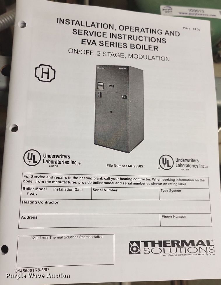 image for item IQ9910 2007 Thermal Solutions Evolution boiler