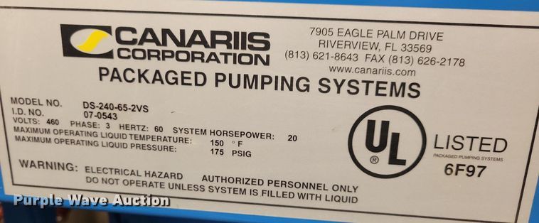 image for item IQ9911 2008 Canariis Corp DS-240-65-2VS pump