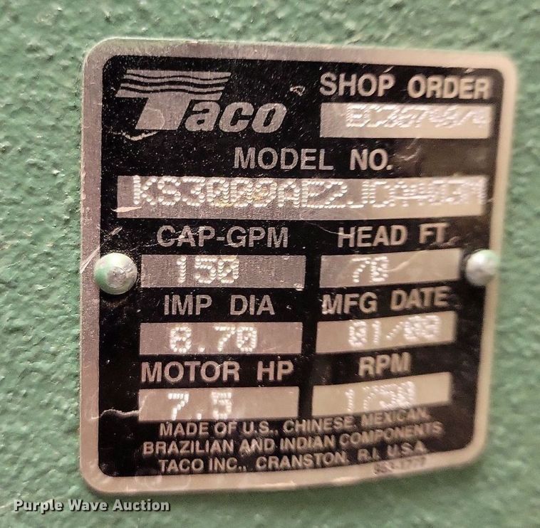 image for item IQ9912 2008 Taco pump