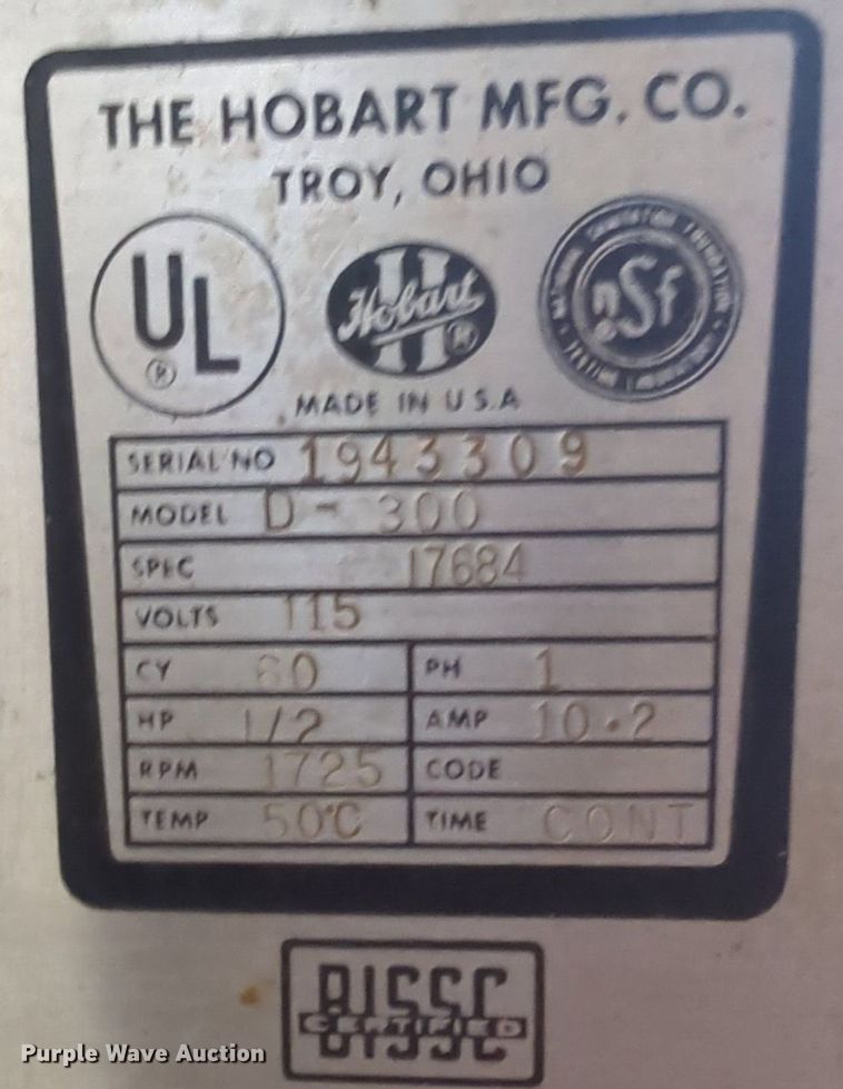 image for item LY9513 Hobart D-300 mixer