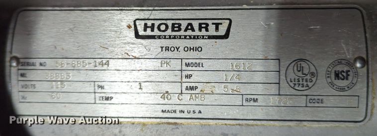 image for item LY9514 Hobart 1612 meat slicer