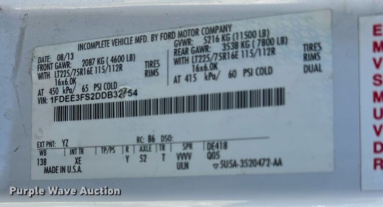 image for item MH9932 2013 Ford E350 Super Duty El Dorado shuttle bus