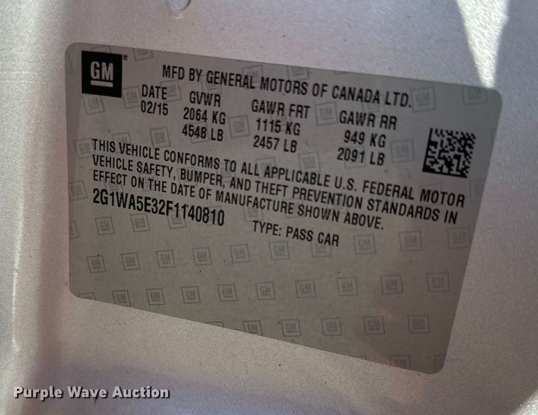 image for item NF9412 2015 Chevorlet Impala 