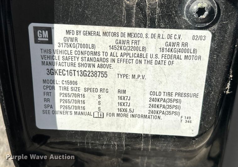 image for item NF9413 2003 GMC Yukon XL 