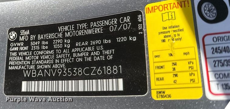 image for item NF9414 2008 BMW  535XI 