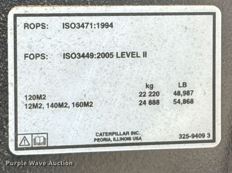 image for item OJ9586 2015 Caterpillar 120M2 motor grader