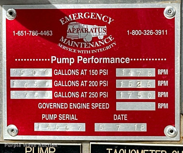 image for item OM9920 1988 Spartan GA20-2142 pumper fire truck