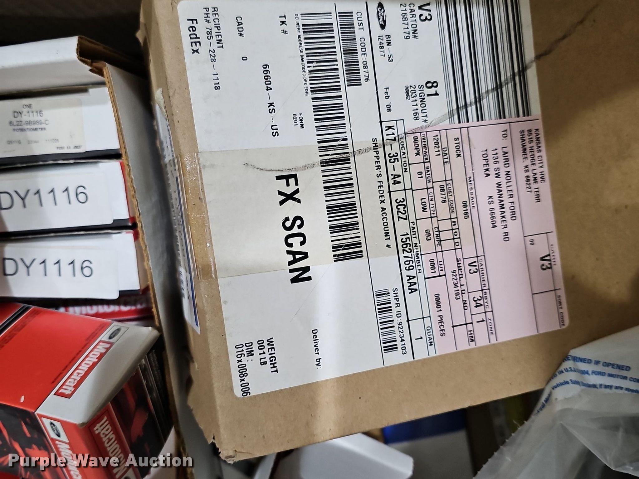 Ford automotive parts in Topeka, KS Item EK5546 for sale Purple Wave