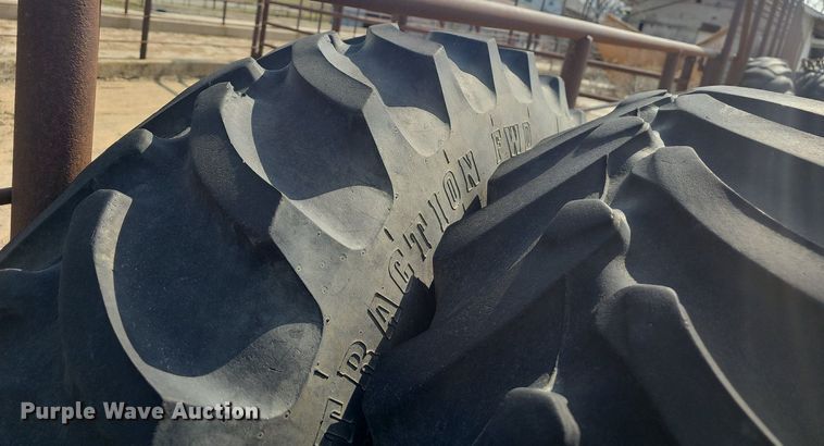 image for item EJ6065 (4) Firestone 385/85R34 row crop tires and wheels