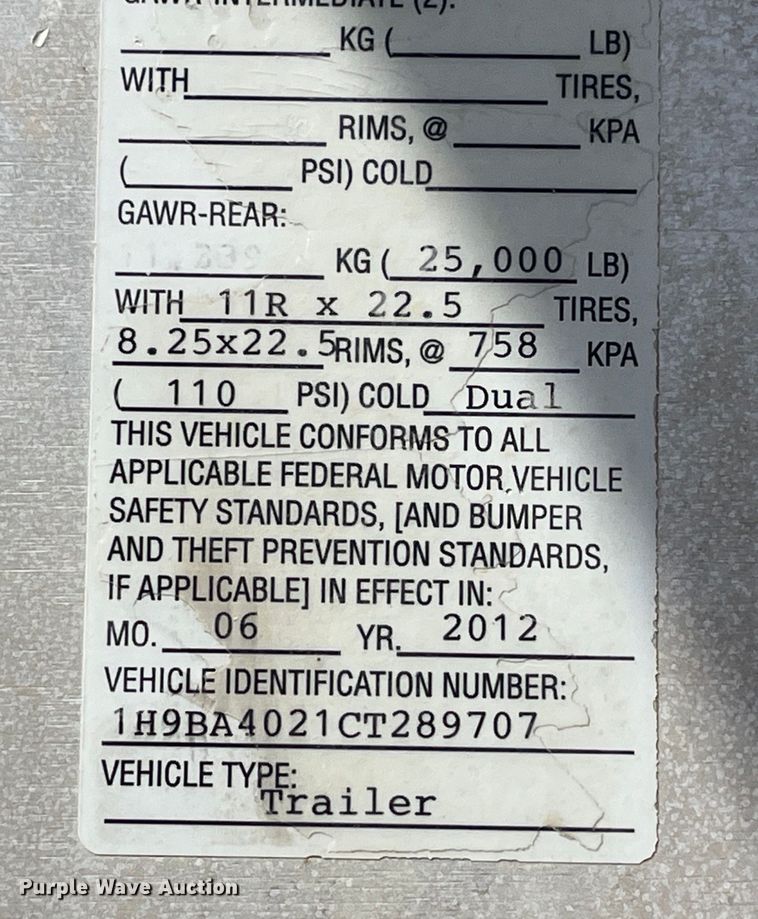image for item LD9337 2012 Hensley  ATLW-36-32-8  pneumatic feed reclaimer trailer