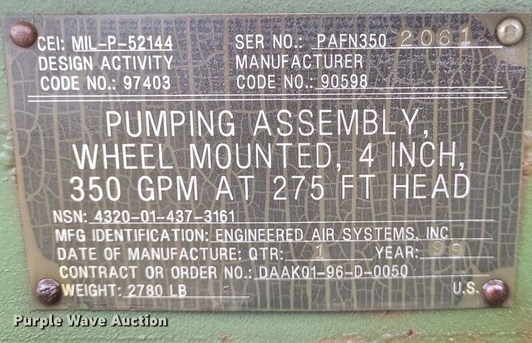 image for item MJ9017 1999 Engineered Air Systems water pump