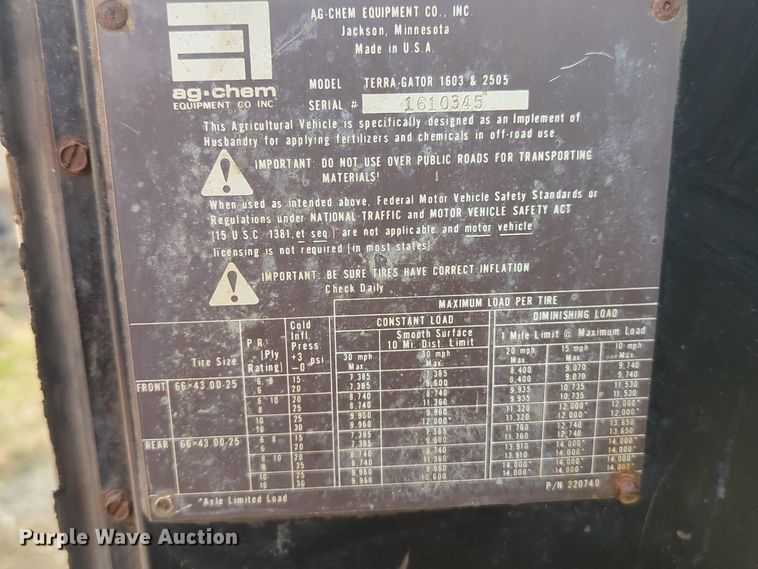 image for item NZ9399 Ag-Chem Terra Gator 1603 applicator