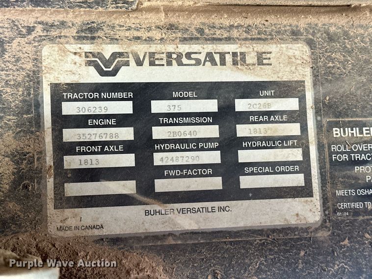 image for item OM9897 2011 Versatile  375 4WD tractor