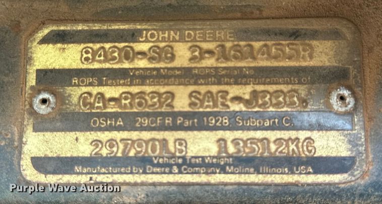 image for item OM9952 1978 John Deere 8430 4WD tractor