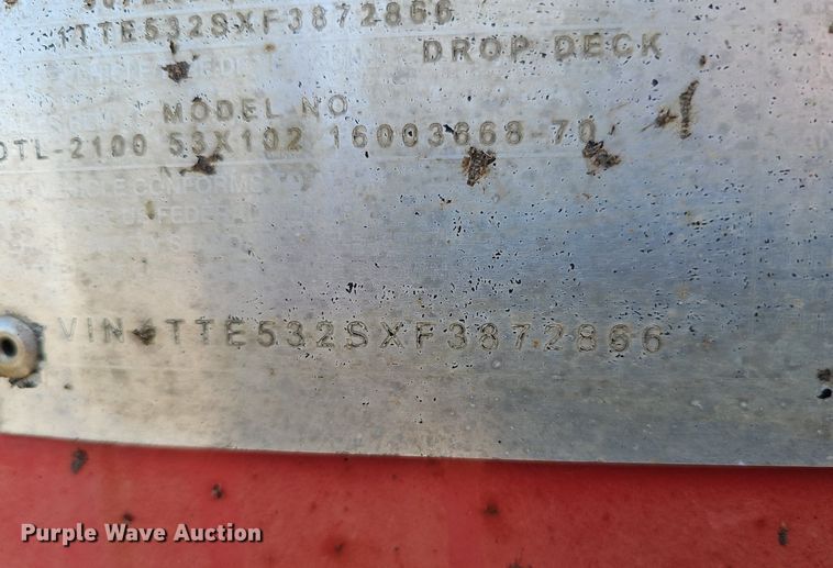 image for item DK0726 2015 Transcraft DTL-2100 drop deck equipment trailer