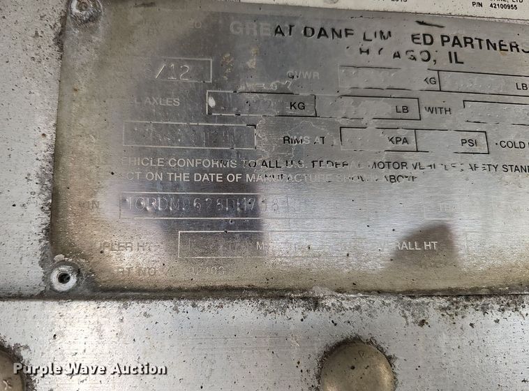 image for item DK0727 2013 Great Dane FXP-0027-00048 flatbed trailer