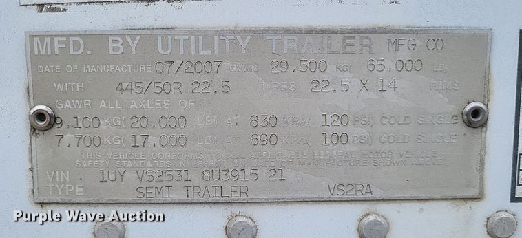 image for item DO4846 2008 Utility  3000R refrigerated van trailer