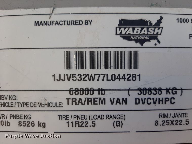 image for item DP2677 2007 Wabash dry van trailer