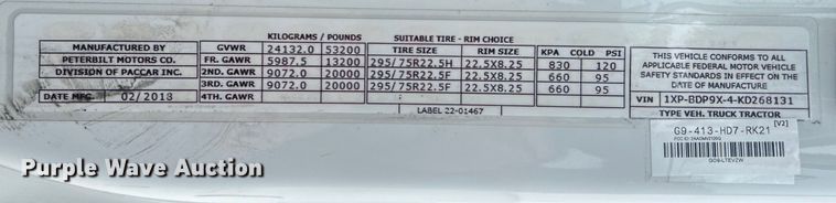 image for item EG1268 2019 Peterbilt  579 semi truck