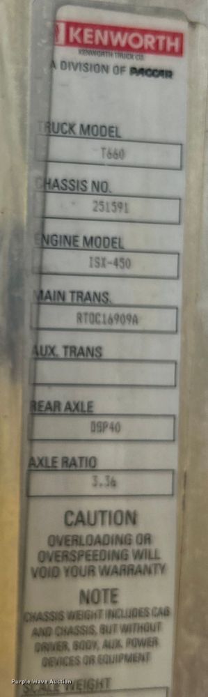 image for item EG1273 2009 Kenworth  T660 semi truck