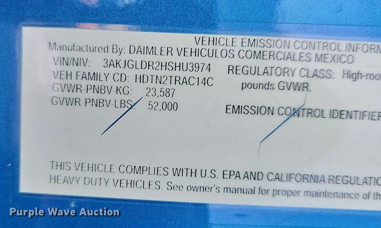 image for item EJ6029 2017 Freightliner Cascadia Evolution semi truck