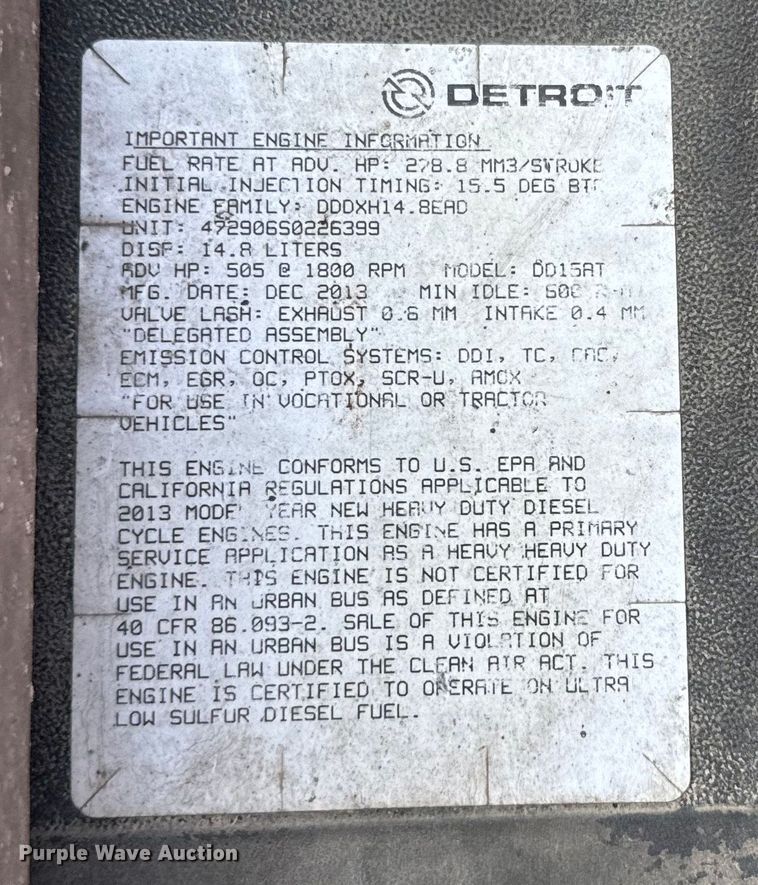 image for item NF9429 2014 Freightliner  Cascadia  semi truck