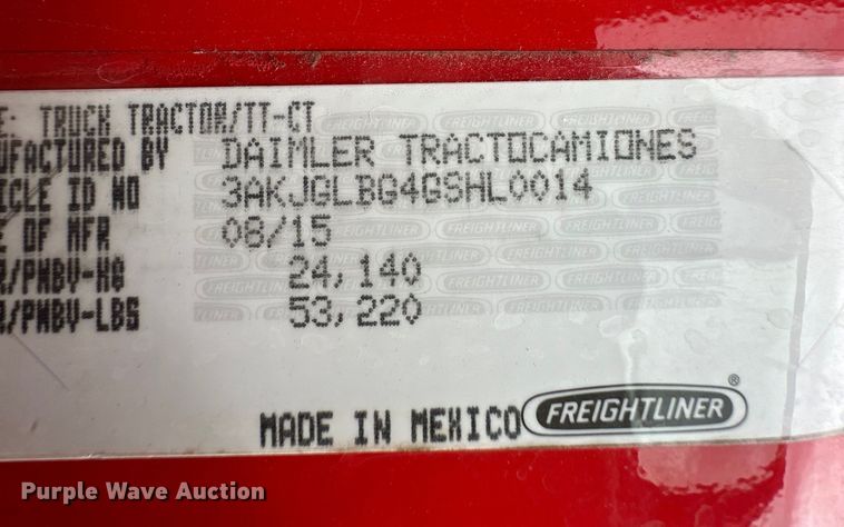 image for item OA9641 2016 Freightliner Cascadia semi truck