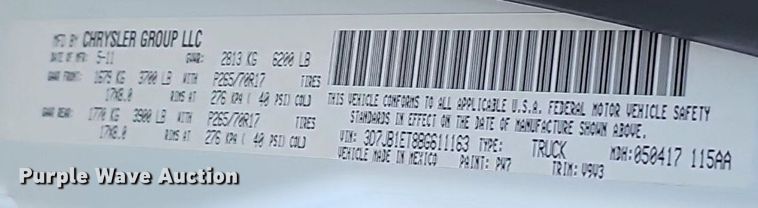 image for item DK0725 2011 Dodge Ram 1500 pickup truck