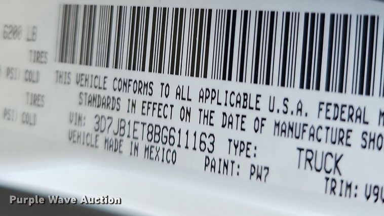 image for item DK0725 2011 Dodge Ram 1500 pickup truck