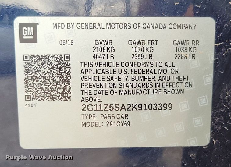 image for item DK4220 2019 Chevrolet  Impala 