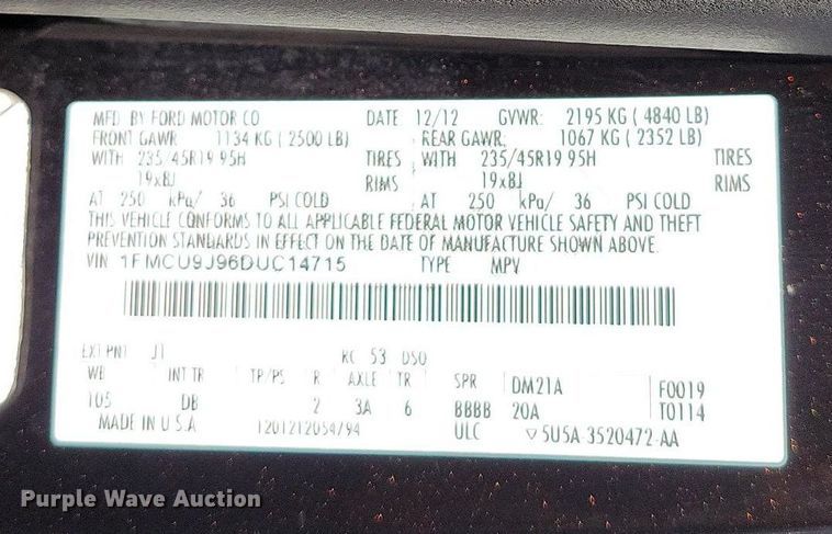 image for item DK4221 2013 Ford Escape SUV