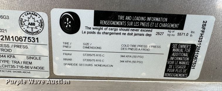 image for item DK6800 2021 Royal Cargo LCHT35-716-86 enclosed cargo trailer