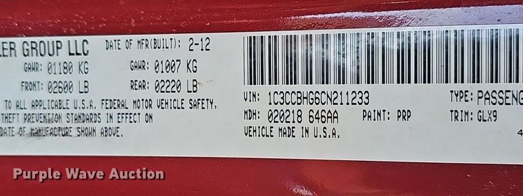 image for item DM1565 2012 Chrysler 200 S 