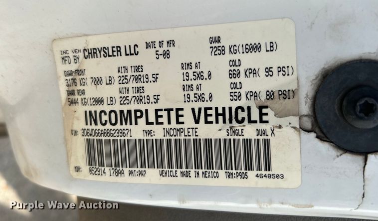 image for item DO1008 2008 Dodge Ram 4500HD flatbed truck