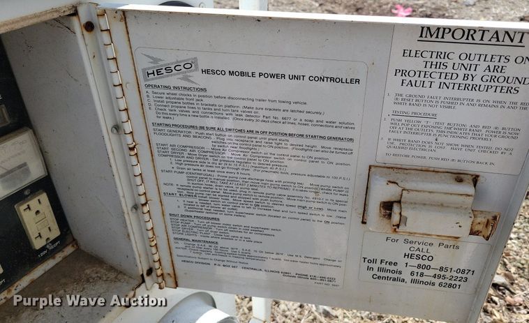 image for item DP1302 1991 Hesco 1500 10 power unit trailer