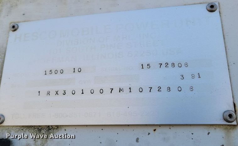 image for item DP1302 1991 Hesco 1500 10 power unit trailer