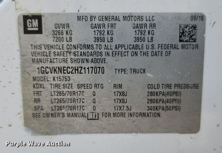 image for item DR7883 2017 Chevrolet Silverado 1500 Double Cab pickup truck