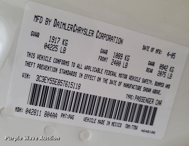 image for item DR7890 2005 Chrysler  PT Cruiser Touring convertible