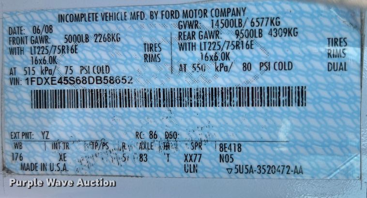 image for item EG1277 2008 Ford E450 shuttle bus