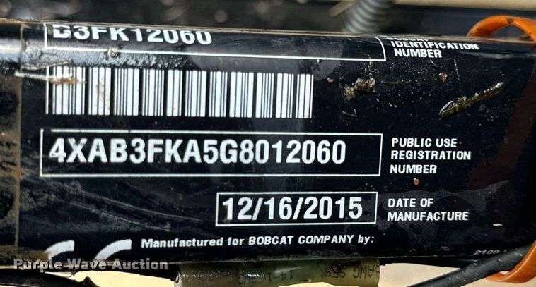 image for item EH6593 2015 Bobcat 3400D utility vehicle
