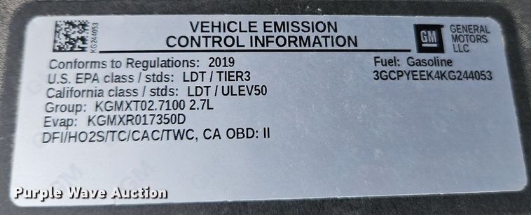 image for item EI3639 2019 Chevrolet  Silverado 1500 Crew Cab pickup truck