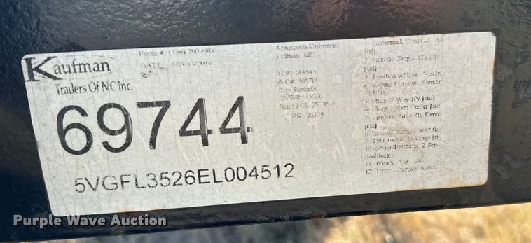 image for item EJ0329 2014 Kaufman equipment trailer