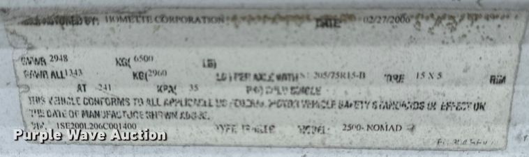 image for item EJ0340 2006 Skyline Nomad camper