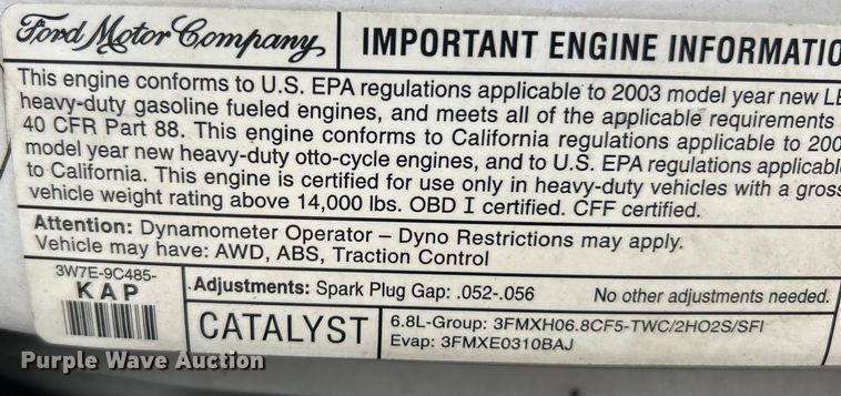 image for item EK4183 2003 Ford  E450 Super Duty utility van