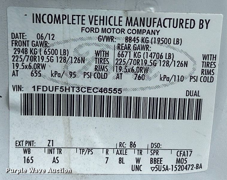 image for item EK4188 2012 Ford F550 Super Duty XL utility / service truck