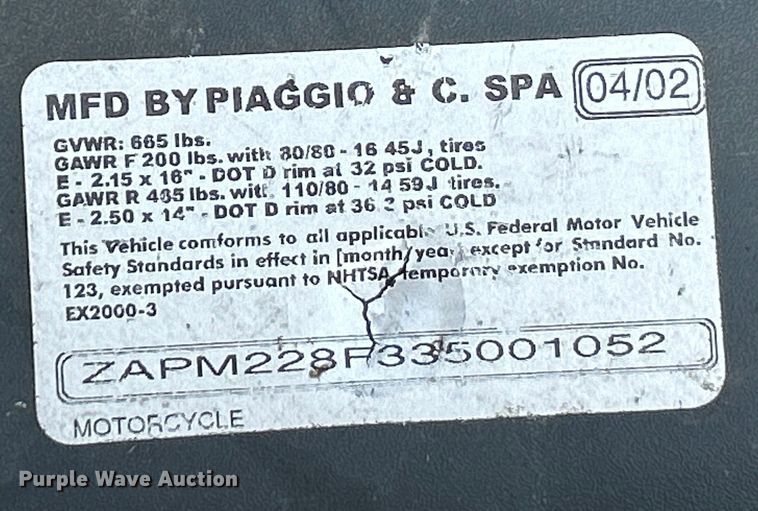 image for item EK4197 2003 Piaggio LT150 scooter