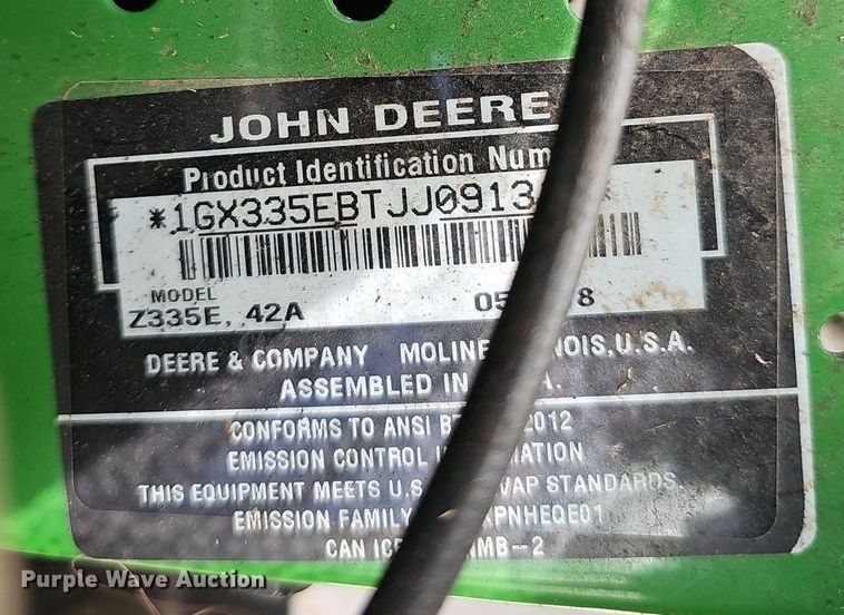 image for item EK5630 John Deere Z335E ZTR lawn mower